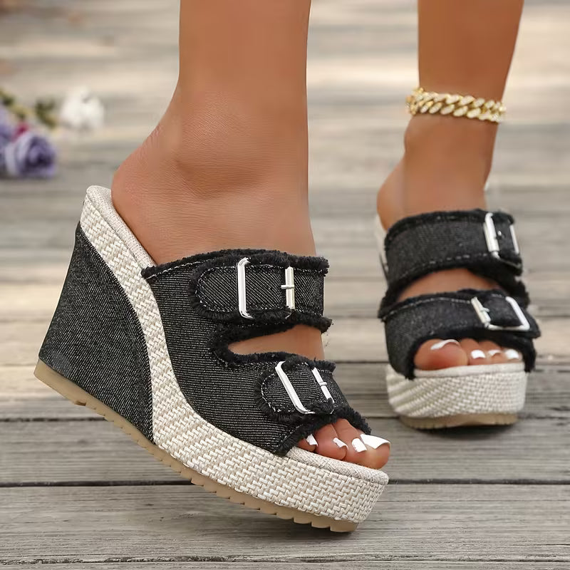 Atelier | Fray Edge Wedge Sandalen