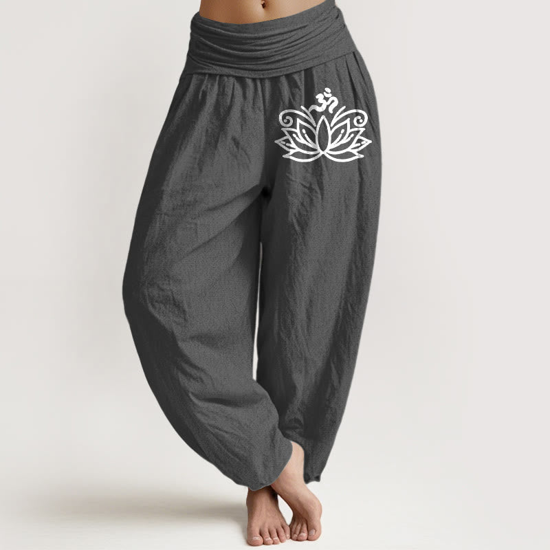Yoga Lounge Hose Damen – Baumwolle mit elastischem Bund | Om & Lotus Design