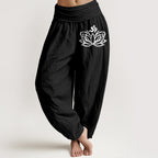 Yoga Lounge Hose Damen – Baumwolle mit elastischem Bund | Om & Lotus Design