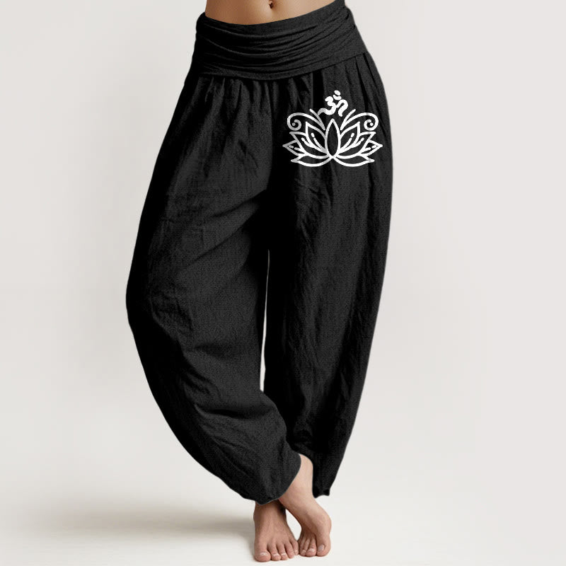 Yoga Lounge Hose Damen – Baumwolle mit elastischem Bund | Om & Lotus Design