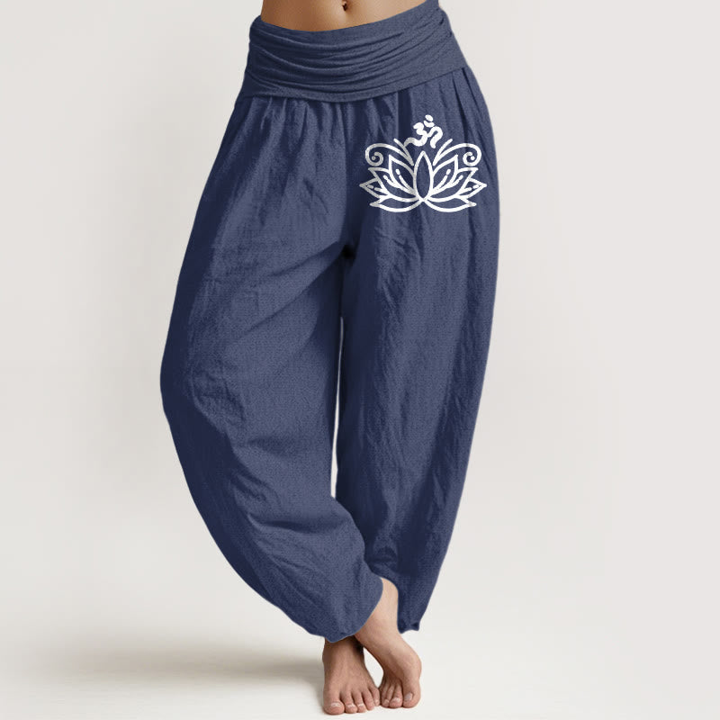 Yoga Lounge Hose Damen – Baumwolle mit elastischem Bund | Om & Lotus Design