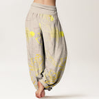 FitStyle Baumwoll Haremshose Damen – Koi-Fisch & Lotusblüten Muster | Elastischer Bund