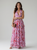 Nori | Halter-Neck Rüschentop Floral Maxi Kleid