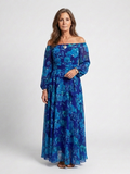 Aspen | Off-Shoulder Blumen-Maxi-Kleid