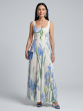 Ophelia | Ärmelloses Midi-Kleid mit quadratischem Ausschnitt und Blumenmuster