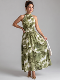Olivia | Midikleid mit geraffter Taille und abstraktem Druck