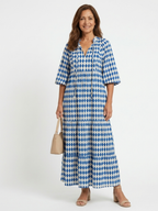 Elodie | Kleid mit Diamantmuster und Stufenrock