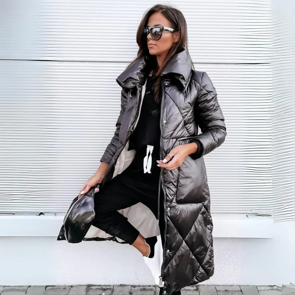Noelia | Lange, elegante Steppjacke im Bomber-Stil