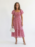 Odette | Off-Shoulder Blumen Smocked Midi Kleid