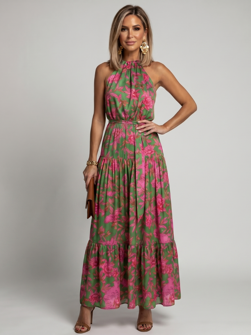 Rowen | Drapiertes Halter-Midi-Kleid