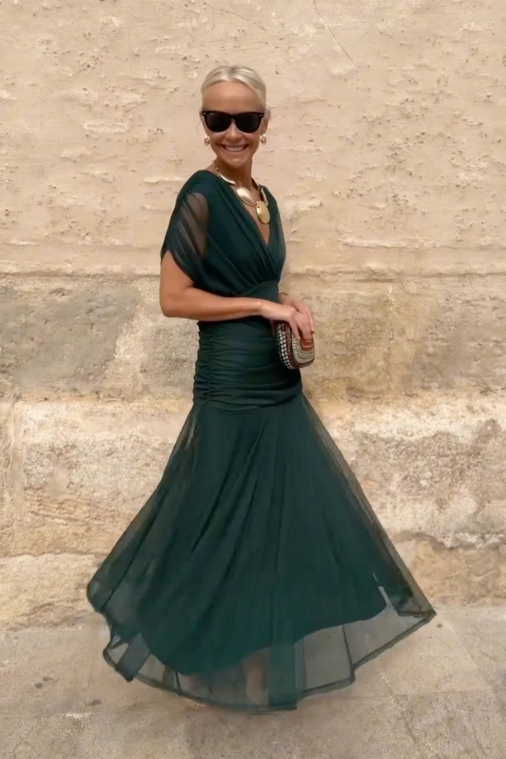 Louise | Elegantes Maxikleid für Feste mit V-Ausschnitt