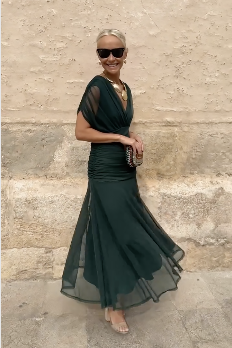 Louise | Elegantes Maxikleid für Feste mit V-Ausschnitt