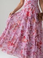 Nori | Halter-Neck Rüschentop Floral Maxi Kleid