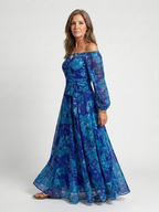Aspen | Off-Shoulder Blumen-Maxi-Kleid