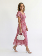 Odette | Off-Shoulder Blumen Smocked Midi Kleid