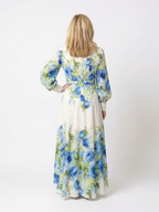 Harper | Langärmliges florales Maxikleid mit Knopfleiste