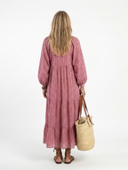 Arlette | Geometrisches Druck Midi-Kleid mit langen Ärmeln
