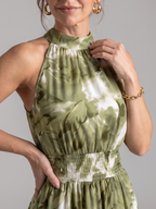 Olivia | Midikleid mit geraffter Taille und abstraktem Druck