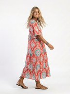 Zaria | Paisley-Print V-Ausschnitt Kurzarm Midi-Kleid