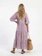 Mireya | Geometrisches Print Langarm Tiered Midi Kleid