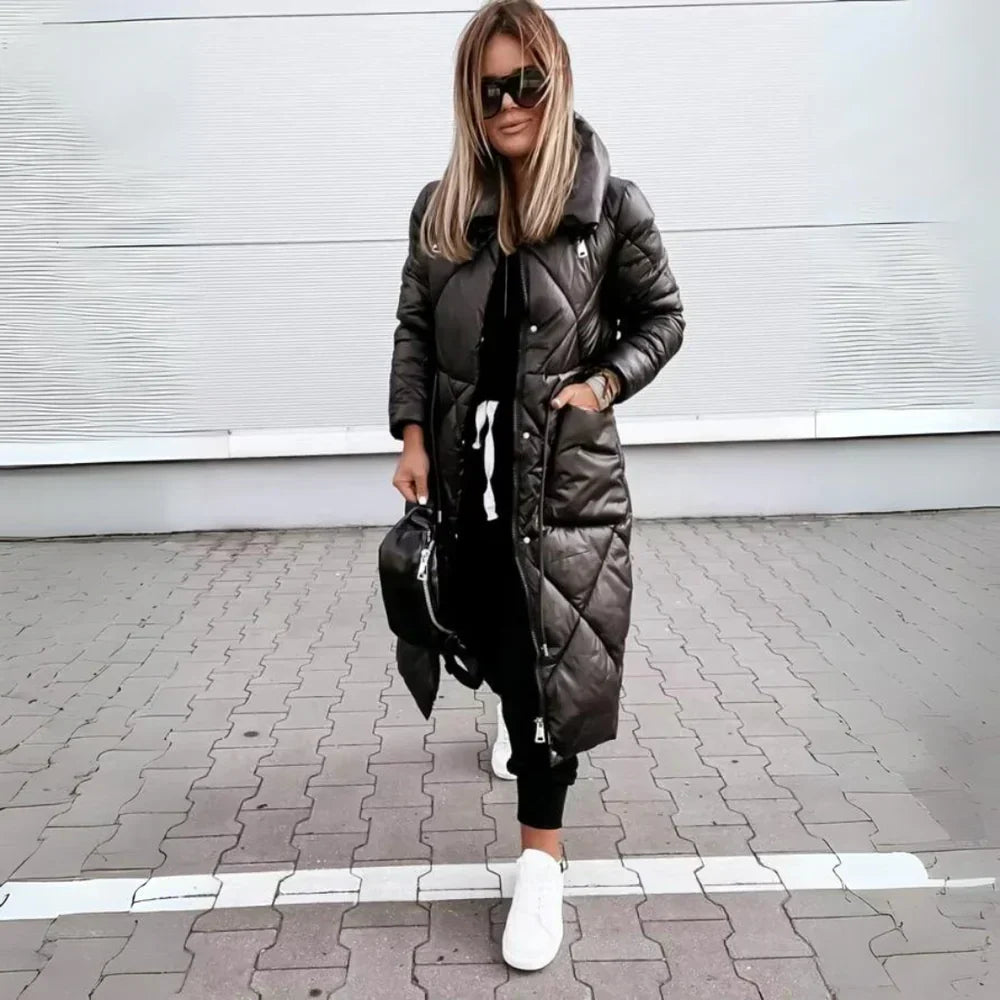 Noelia | Lange, elegante Steppjacke im Bomber-Stil