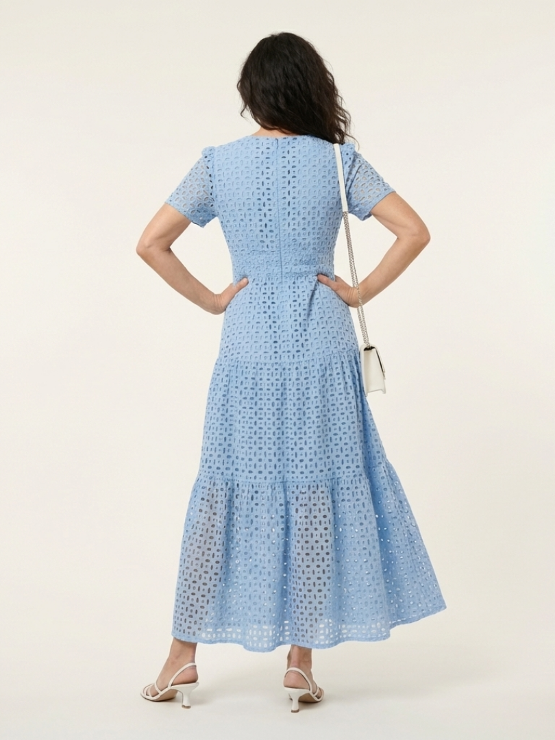 Brielle | V-Ausschnitt Kurzarm Tiered Midi Kleid