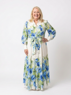 Harper | Langärmliges florales Maxikleid mit Knopfleiste