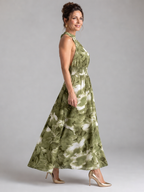 Olivia | Midikleid mit geraffter Taille und abstraktem Druck