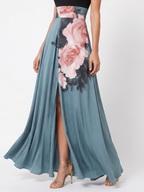 Olympas | Halter Bodice Floral Skirt Maxi Kleid