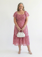 Odette | Off-Shoulder Blumen Smocked Midi Kleid