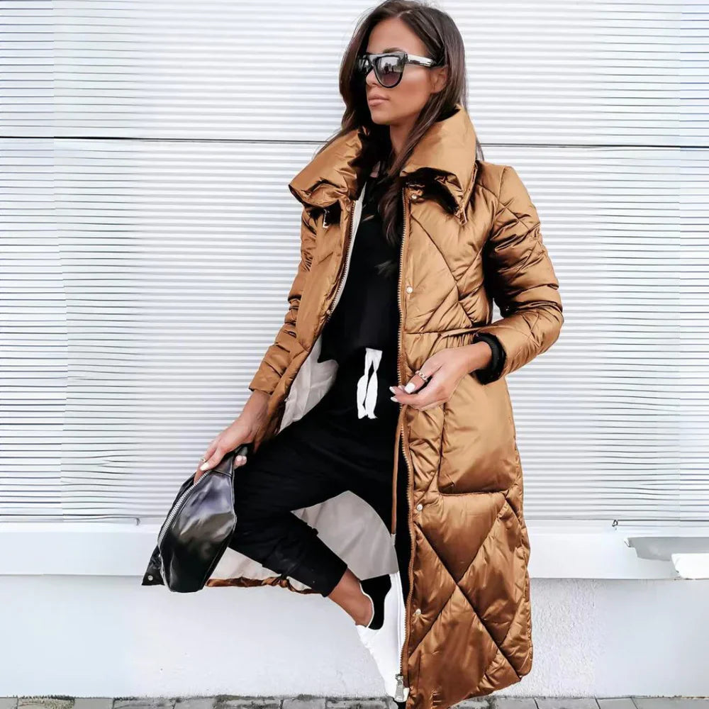 Noelia | Lange, elegante Steppjacke im Bomber-Stil
