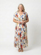 Savannah | Kurzes, ärmelloses, plissiertes Midi-Kleid