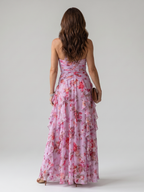 Nori | Halter-Neck Rüschentop Floral Maxi Kleid
