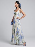 Ophelia | Ärmelloses Midi-Kleid mit quadratischem Ausschnitt und Blumenmuster