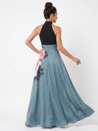 Olympas | Halter Bodice Floral Skirt Maxi Kleid