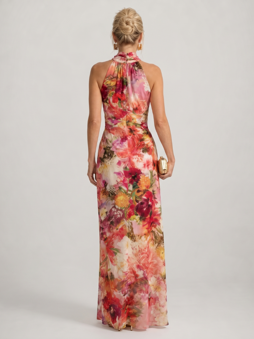 Elisabetta | Maxikleid mit Blumenmuster und Halterneck