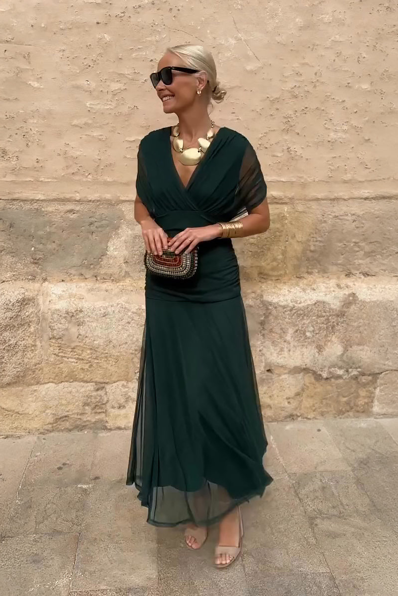 Louise | Elegantes Maxikleid für Feste mit V-Ausschnitt