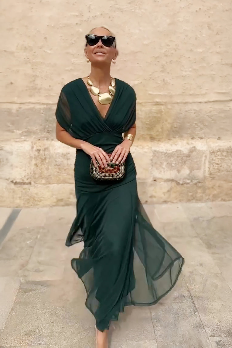 Louise | Elegantes Maxikleid für Feste mit V-Ausschnitt