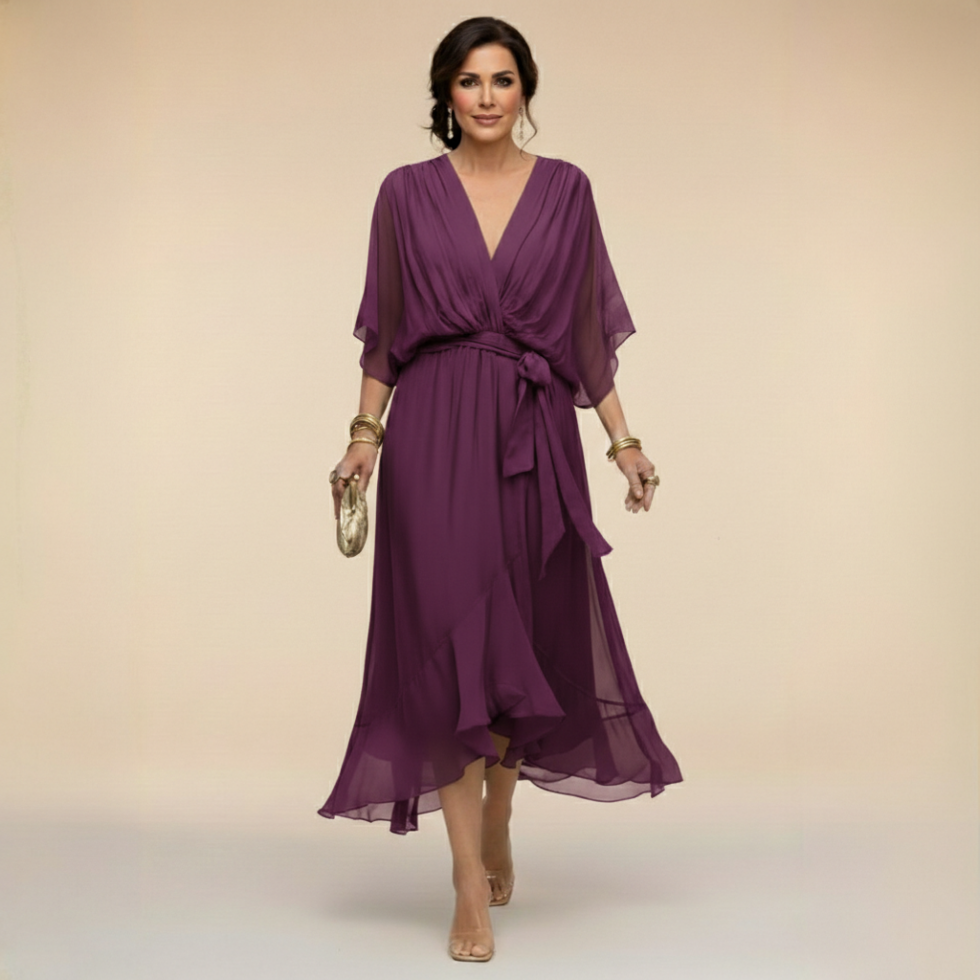 Marta | Chiffonkleid mit V-Ausschnitt