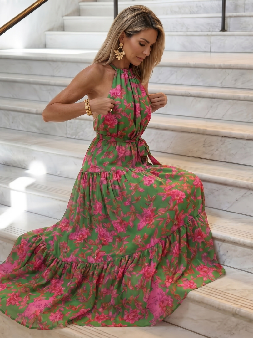 Rowen | Drapiertes Halter-Midi-Kleid