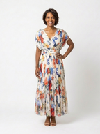 Savannah | Kurzes, ärmelloses, plissiertes Midi-Kleid