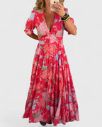 Minelda – Blumenkleid mit V-Ausschnitt