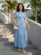 Brielle | V-Ausschnitt Kurzarm Tiered Midi Kleid