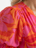 Willow | Blumiger V-Ausschnitt Midi-Kleid mit Puffärmeln