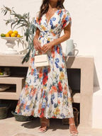 Savannah | Kurzes, ärmelloses, plissiertes Midi-Kleid