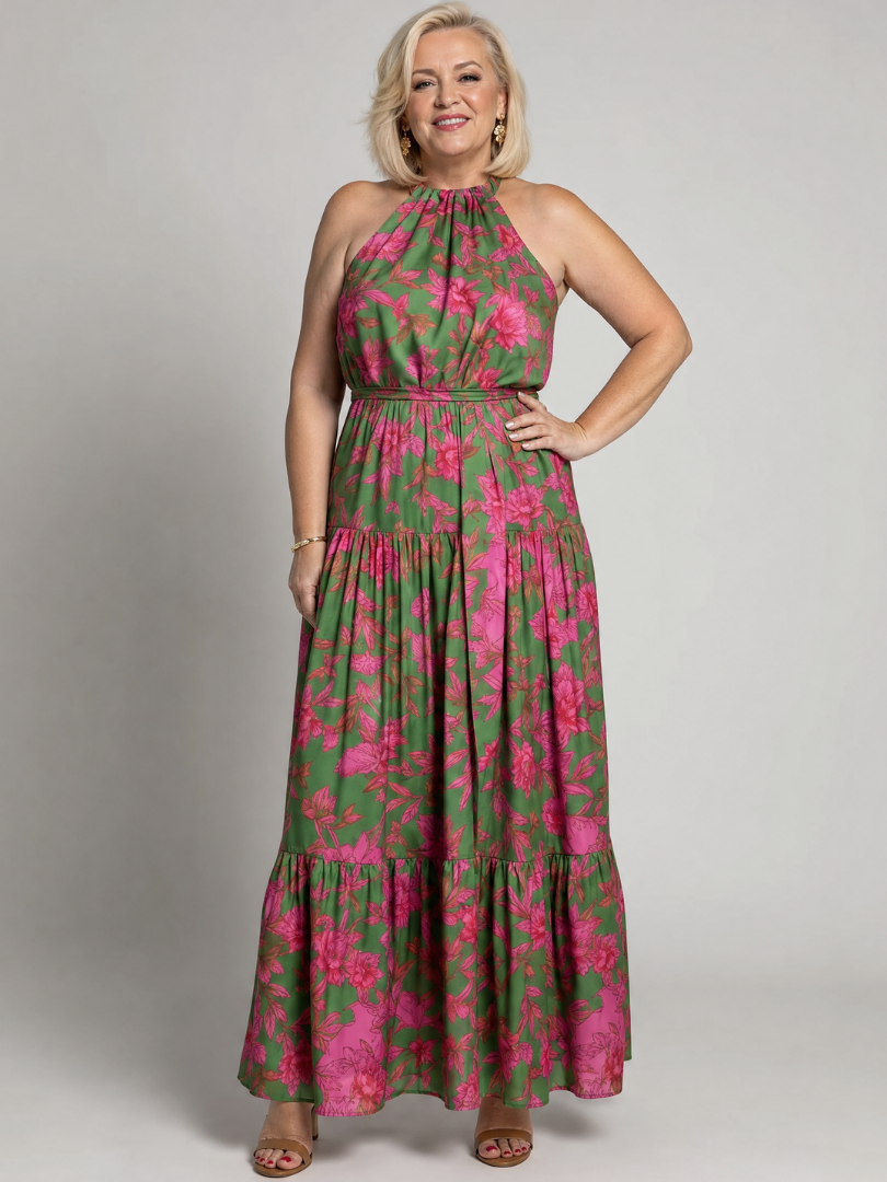 Rowen | Drapiertes Halter-Midi-Kleid