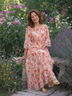Rosalie | Off-Shoulder Floral Ruffle Tiered Maxi-Kleid