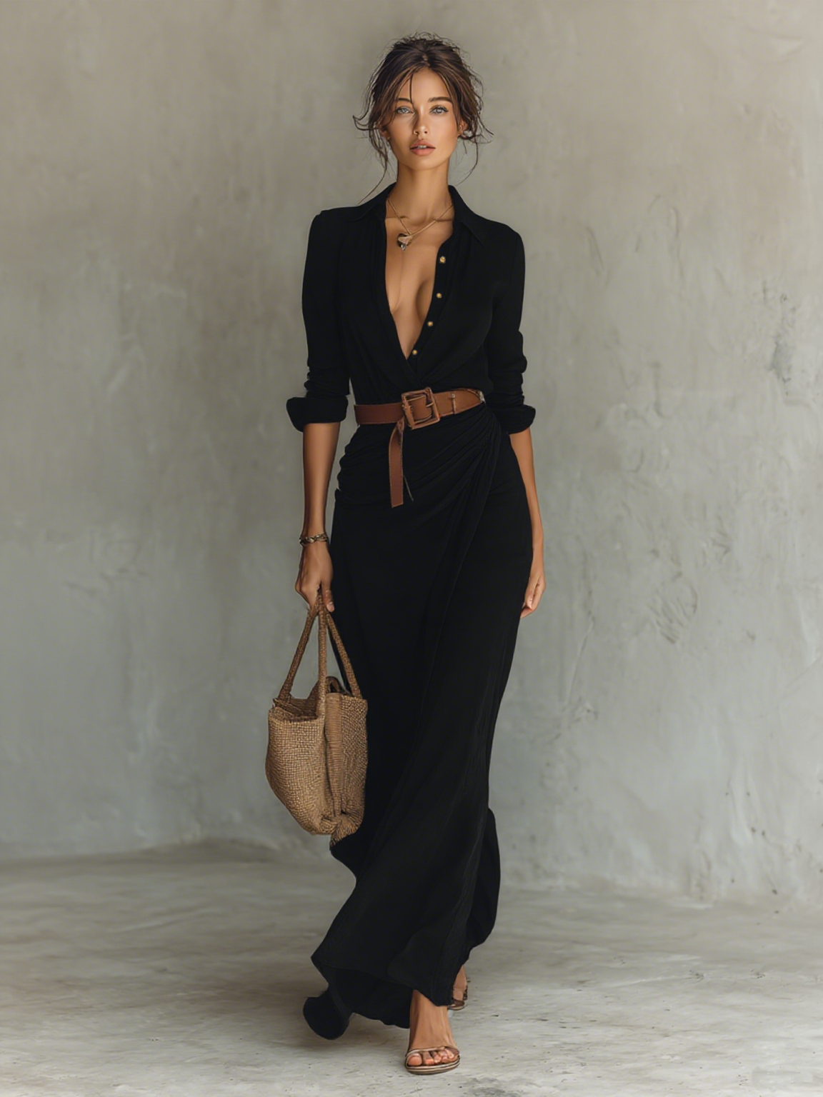 Zenobia | Maxikleid Reverskragen Langarm