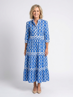 Ysolde | Midi-Kleid mit 3/4-Ärmeln und Kettenmuster
