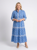 Ysolde | Midi-Kleid mit 3/4-Ärmeln und Kettenmuster